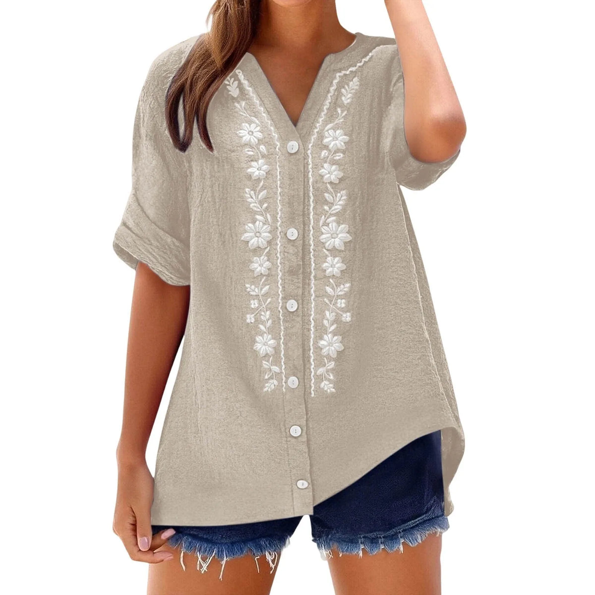 Women's Relaxed Embroidered Tunic Top