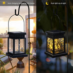 Set of 3 Outdoor Hanging Lamp Lights Solar Powered with Handle LED Table Lamps Decorative Lantern for Garden Patio Backyard