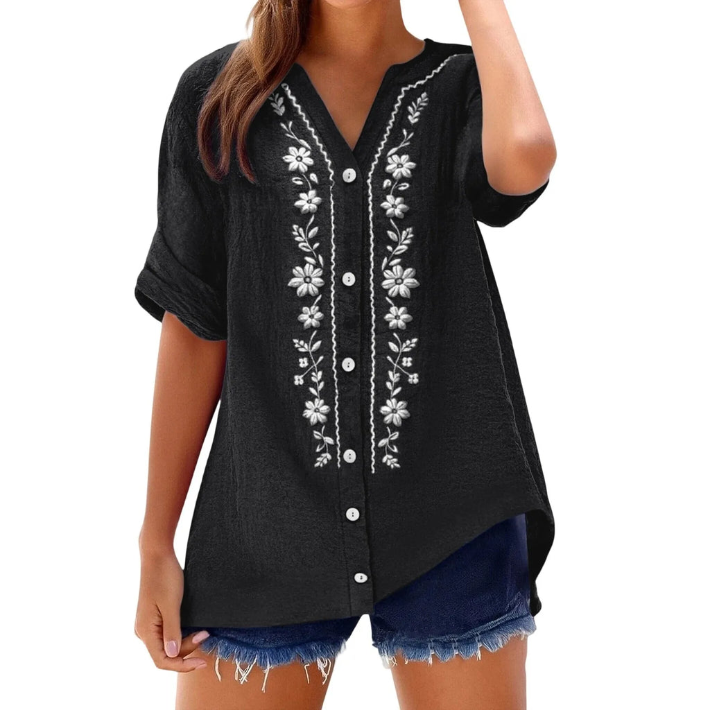 Women's Relaxed Embroidered Tunic Top
