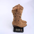 Women's Western Cutout Cowboy Boots – Vegan Suede & Rivet Detail