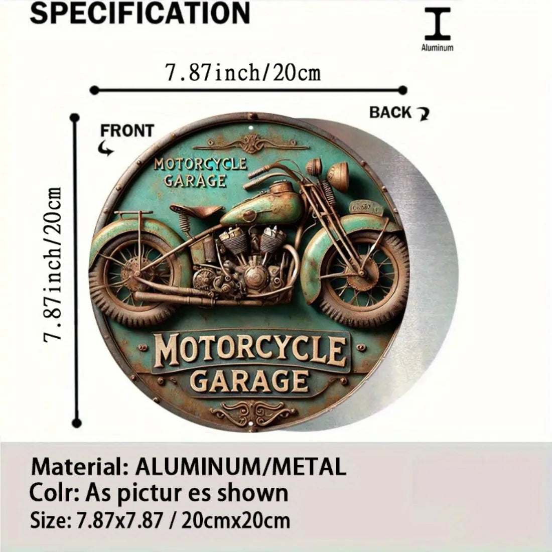 Vintage Round Aluminum Sign - Retro Metal Tin Sign - Motorcycle Rustic Metal Wall Art - For Home, Room Decor