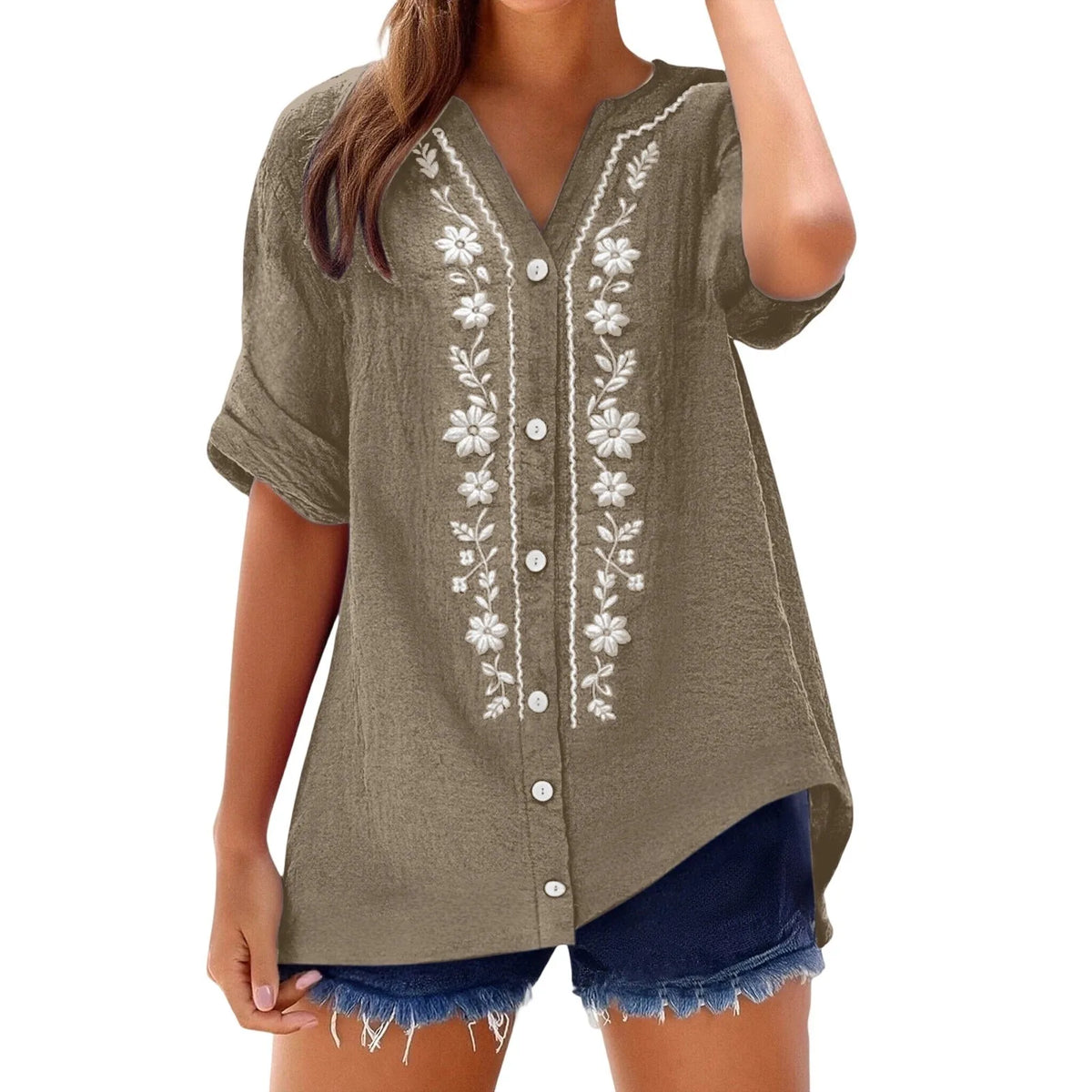 Women's Relaxed Embroidered Tunic Top
