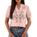 Women's Floral Embroidered Short-Sleeve Blouse