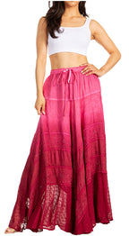 Sakkas Lyra Womens Bohemian Soft Brocade Rayon Tiered Embroidered Flowy Long Skirt — product image