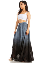 Sakkas Lyra Womens Bohemian Soft Brocade Rayon Tiered Embroidered Flowy Long Skirt
