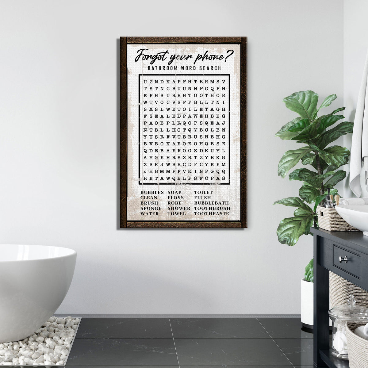 Bathroom Word Search Sign