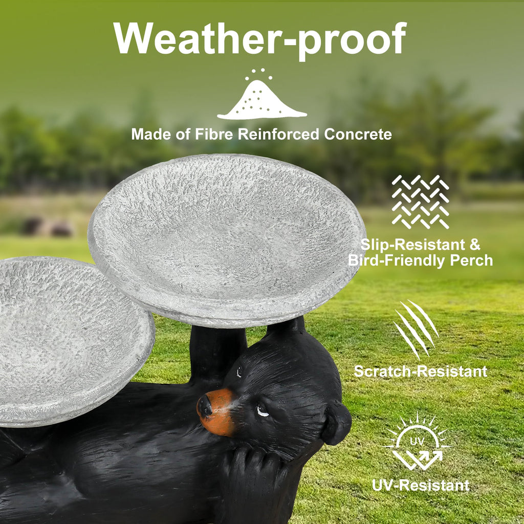 Concrete Bird Feeder with Bird Bath Bear 18 Inch