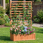 Wooden Raised Garden Bed 59 Inch Tall Elevated Planter Box with Vertical Trellis-Orange — product image