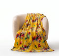 DaDa Bedding Yellow Farmhouse Rustic Spring Floral Hummingbirds Soft Fleece Throw Blanket (925) — product image