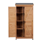 Outdoor Storage Shed with Vertical Tool Cabinet - Solid Wood, Dark Gray or Light Brown
