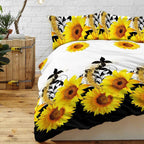3 Pieces Black And White Background Sunflower Duvet Cover Set Yellow Flower Polyester Bedding Set For Adults Bedroom Decor Twin Full Queen King Size