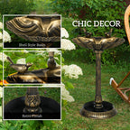 Antique Bird Bath with Pedestal Planter Base - Bronze Finish