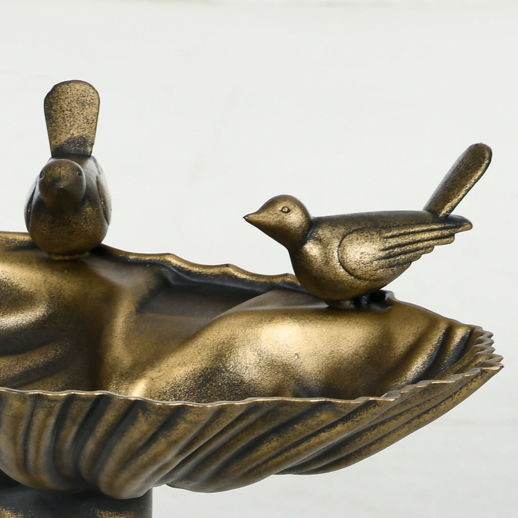 Antique Bird Bath with Pedestal Planter Base - Bronze Finish