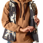 Ariat Womens Logo Softshell Western Print Vest – Durable Outdoor Layer with Zip Pockets