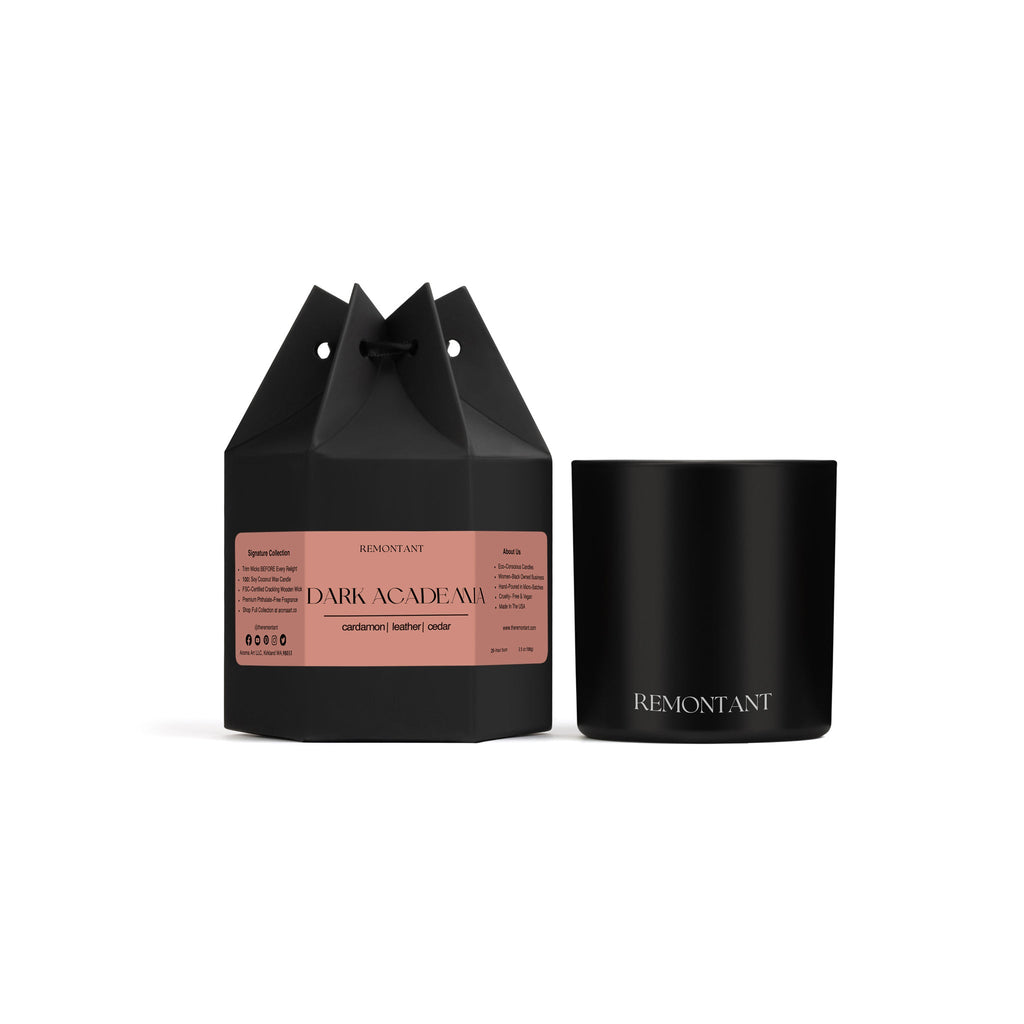 Dark Academia Candle | Cardamom ~ Leather ~ Cedar | Wood Wick Candle — product photo 6