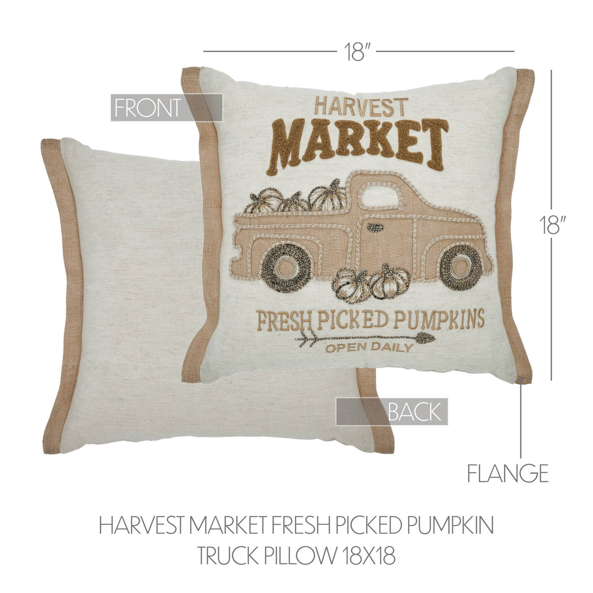 Autumn Fall Farmhouse Pumpkin Truck Decorative Throw Pillow 18x18 Home Accent