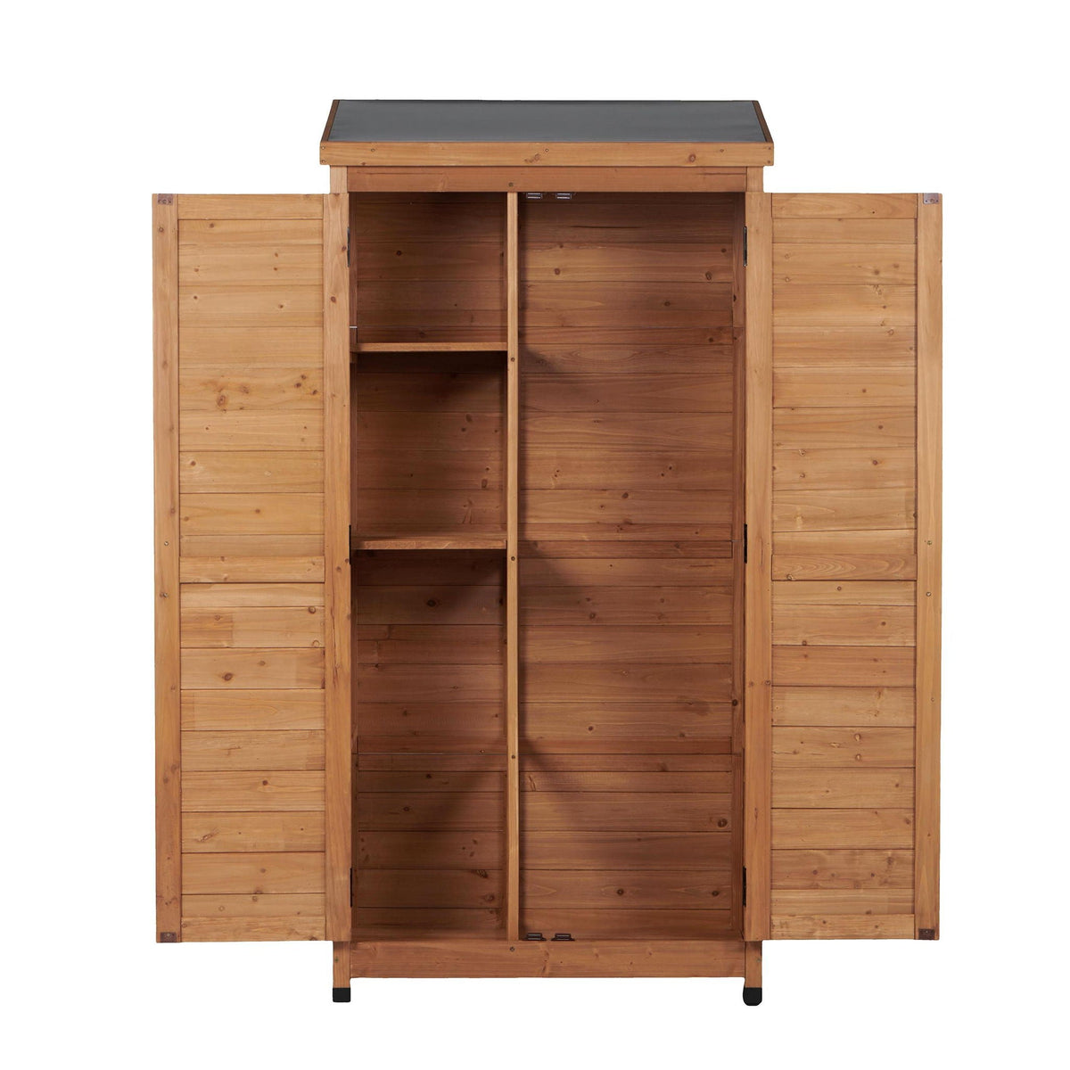 Outdoor Storage Shed with Vertical Tool Cabinet - Solid Wood, Dark Gray or Light Brown