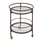 Modern Coffee Kitchen Cart with Tempered Glass Shelves - Coffee Brown