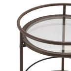 Modern Coffee Kitchen Cart with Tempered Glass Shelves - Coffee Brown