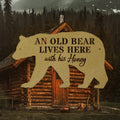 Bear Metal Sign - Old Bear & His Honey Rustic Outdoor Metal Wall Art for Cabin Decor & Porch Welcome — product image