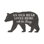 Bear Metal Sign - Old Bear & His Honey Rustic Outdoor Metal Wall Art for Cabin Decor & Porch Welcome
