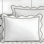 400TC Cotton Scallop Embroidery & Border Sateen Solid Duvet Cover Set