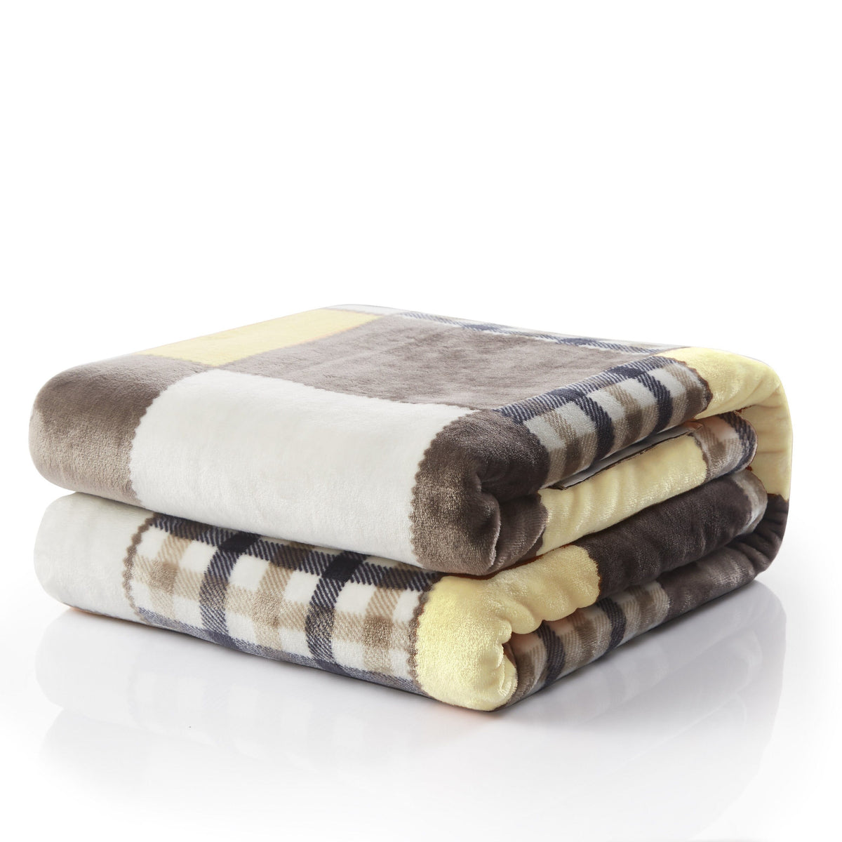 Tache Buttermilk Fall Yellow Brown Farmhouse Super Soft Plaid Patchwork Throw Blanket (4026)