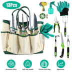 13Pcs Garden Tool Set Aluminum Alloy Gardening Hand Tools Starter Kit With Garden Bag Heavy Duty Outdoor Hand Tools With Non-Slip Ergonomic Handle For