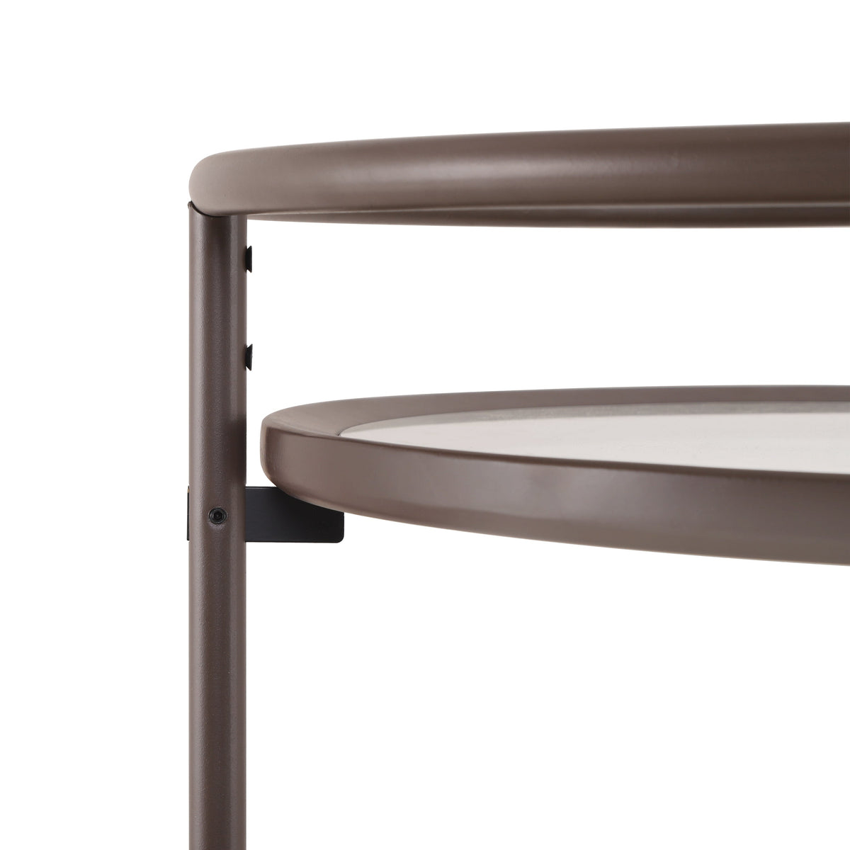 Modern Coffee Kitchen Cart with Tempered Glass Shelves - Coffee Brown