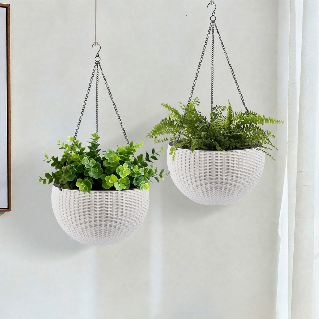 Self Watering Hanging Planter with Water Level Indicator - White, Black, or Dark Brown