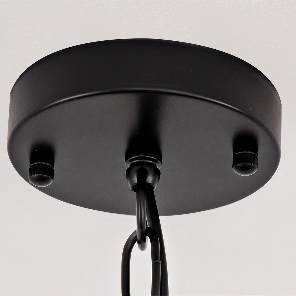 Farmhouse Lantern Chandelier 4-Light with Wrought Iron Accents - Matte Black