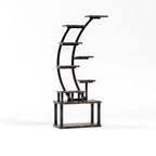 9 Tiered Indoor Plant Stand with 5 Adjustable Grow Lights - Light Brown