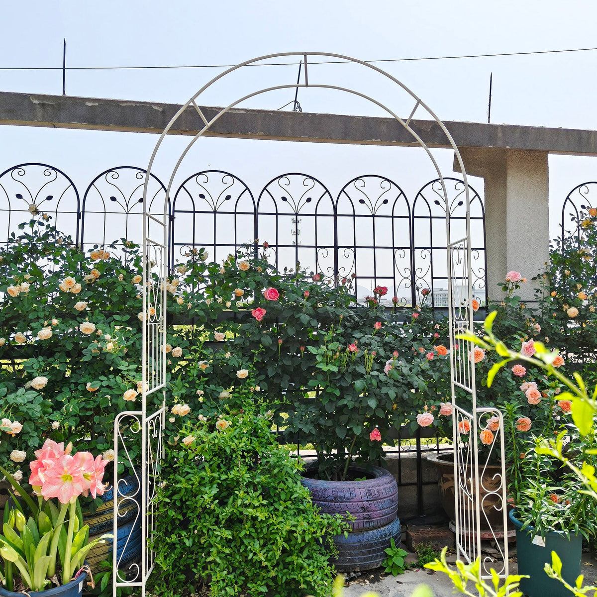 Metal Garden Arch Garden Arbor Trellis Climbing Plants Support Rose Arch Outdoor Arch
