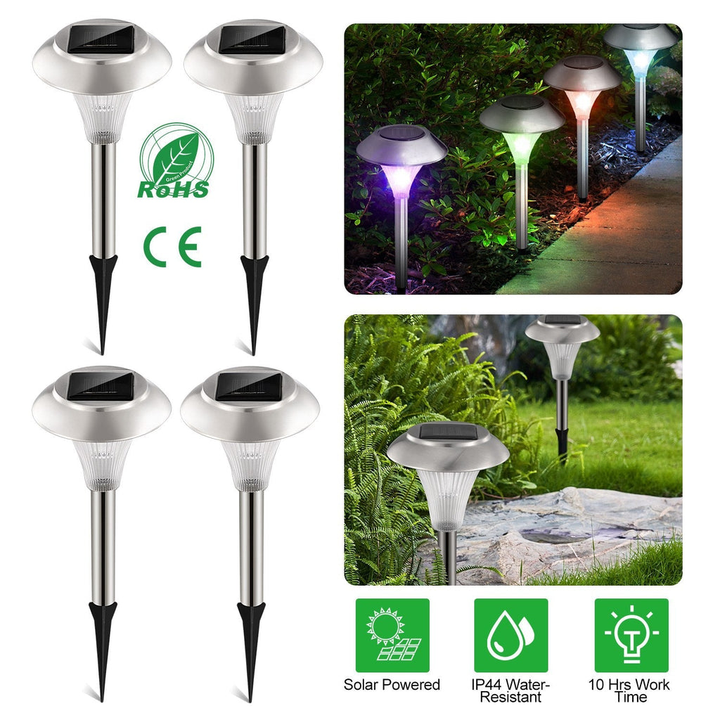 4-Pack Color-Changing Solar Garden Pathway Lights – IP44 Rated