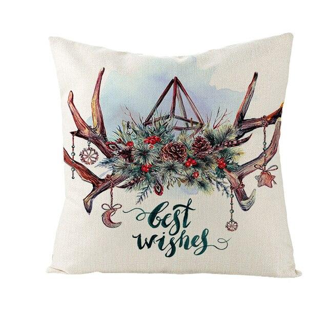 Christmas Cover Cushion For Home Decor Pillowcase Santa Claus Christmas Throw Pillow Covers Waterproof Outdoor Pillow Covers Cotton Linen Christmas Pillow Covers Linen Print Merry Christmas Navidad 2022 New Year Gift 45x45CM