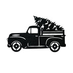 Christmas Tree Truck - Rustic Metal Wall Art | Powder Coated Outdoor Holiday Decor
