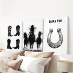 Western Cowgirl Wall Art Set of 3. Rustic Ranch Decor