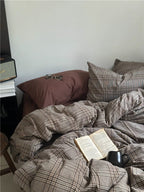 Dark Academia Plaid Cotton Duvet Cover Set