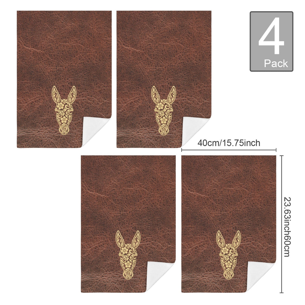 Baha Ranch Tooled Donkey Set of 4 Kitchen Dish Towels Made in America