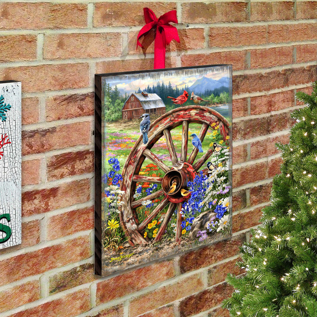 The Wagon Wheel Wooden Wall Art by D. Gelsinger - Family Love Decor - 95682B-DG