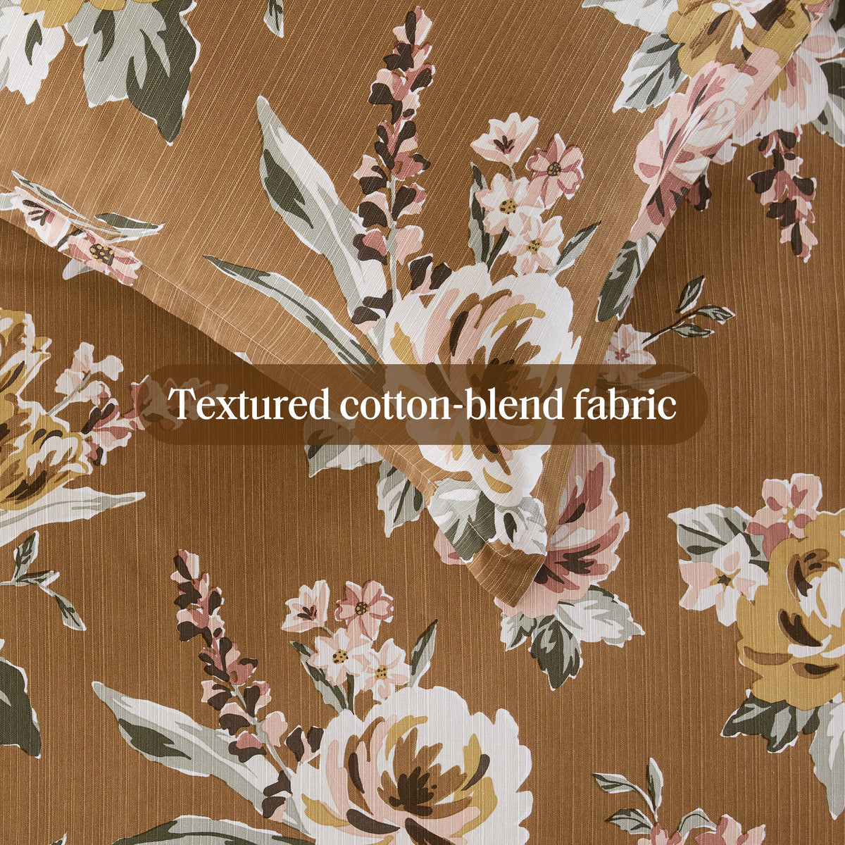 7-Piece Queen Vin Floral Comforter Set with Floral Design - Terracotta