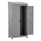 Outdoor Storage Shed with Vertical Tool Cabinet - Solid Wood, Dark Gray or Light Brown