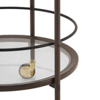 Modern Coffee Kitchen Cart with Tempered Glass Shelves - Coffee Brown