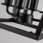 Farmhouse Lantern Chandelier 4-Light with Wrought Iron Accents - Matte Black