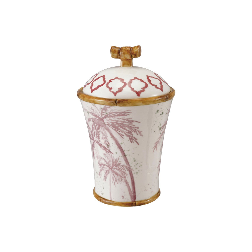 Hand-Painted Canister w/ Hand-painted Palm Trees