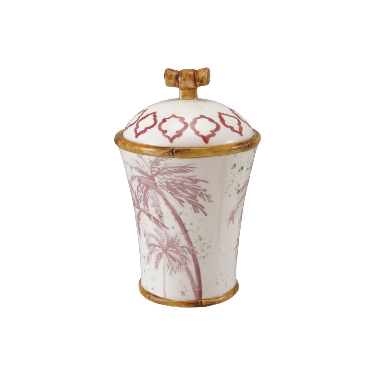 Hand-Painted Canister w/ Hand-painted Palm Trees