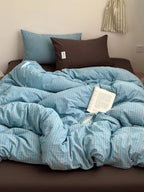 Blue Striped Duvet Cover Set