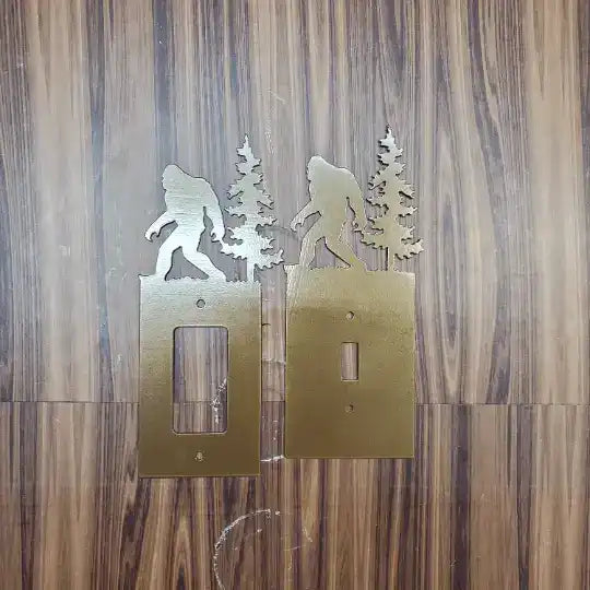 Bigfoot Metal Light Switch Cover – Forest Creature Plate – Powder Coated Steel (Single/Double Gang or Rocker) – Rustic Cabin & Garage Decor