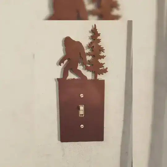 Bigfoot Metal Light Switch Cover – Forest Creature Plate – Powder Coated Steel (Single/Double Gang or Rocker) – Rustic Cabin & Garage Decor