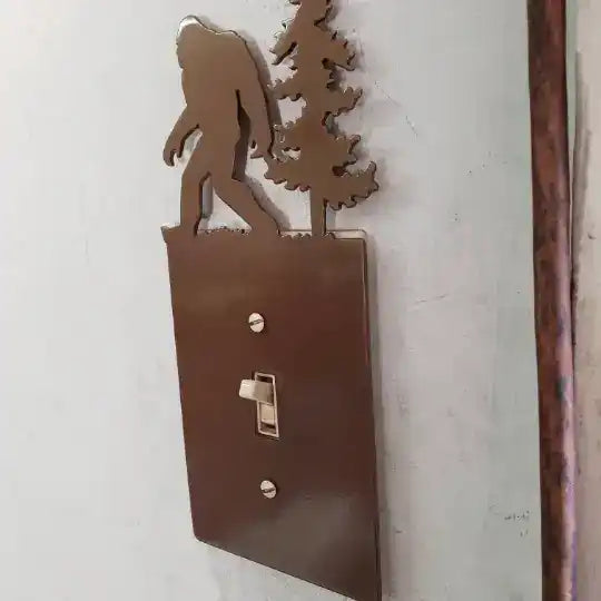 Bigfoot Metal Light Switch Cover – Forest Creature Plate – Powder Coated Steel (Single/Double Gang or Rocker) – Rustic Cabin & Garage Decor — product image